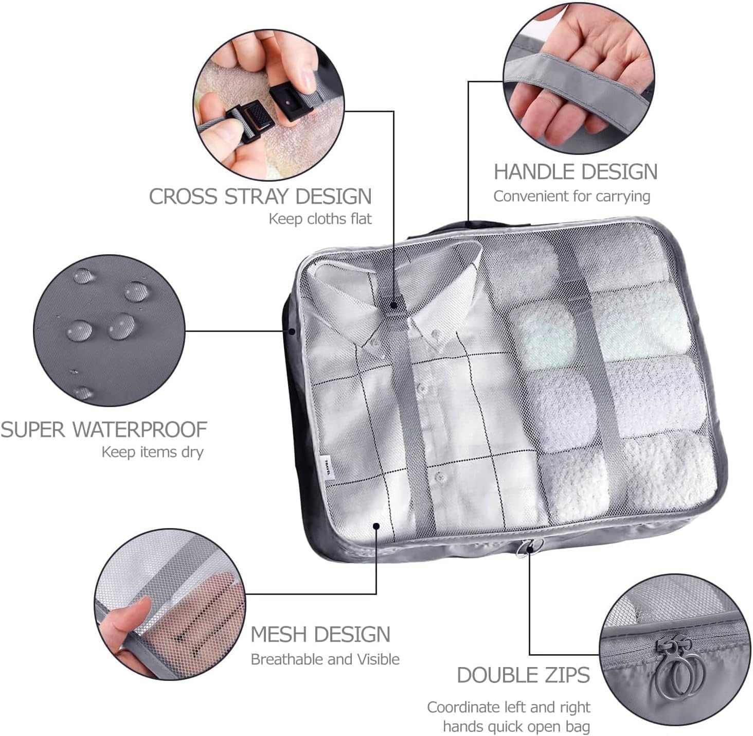 LANSKLBD 8 Set Packing Cubes for Suitcases Travel Luggage Packing Organizers,Travel Accessories Essentials Luggage Organizer with Shoe/Tioletry/Laundry Bag