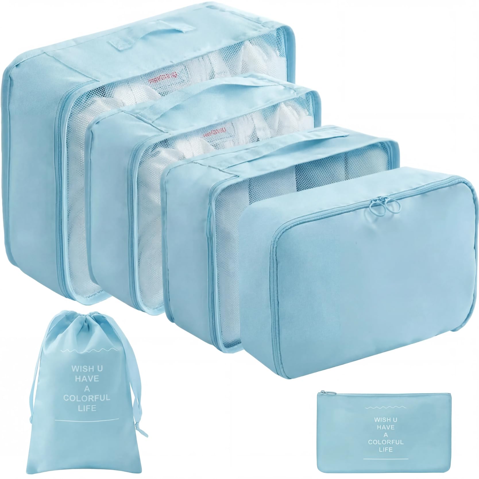 LANSKLBD 8 Set Packing Cubes for Suitcases Travel Luggage Packing Organizers,Travel Accessories Essentials Luggage Organizer with Shoe/Tioletry/Laundry Bag
