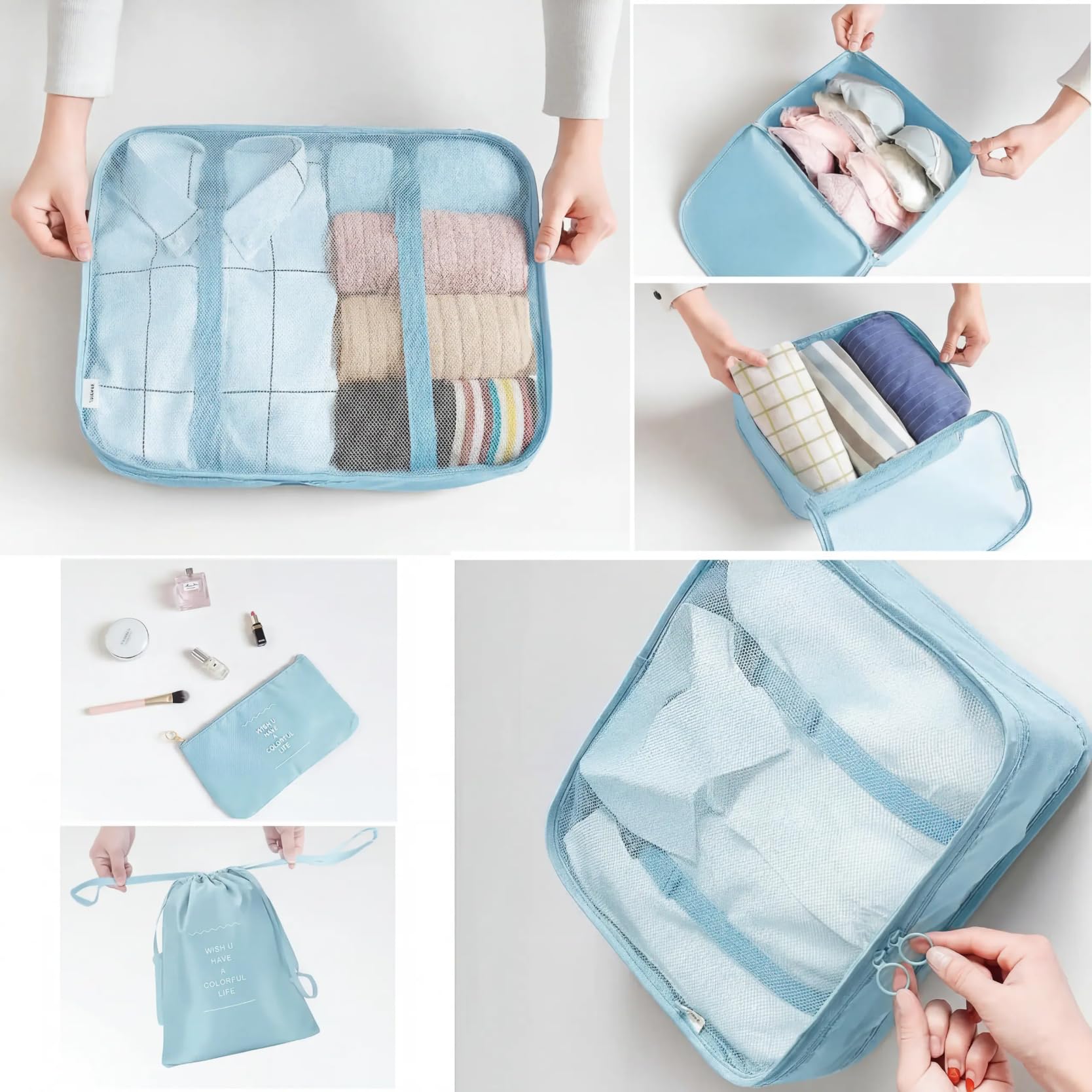 LANSKLBD 8 Set Packing Cubes for Suitcases Travel Luggage Packing Organizers,Travel Accessories Essentials Luggage Organizer with Shoe/Tioletry/Laundry Bag