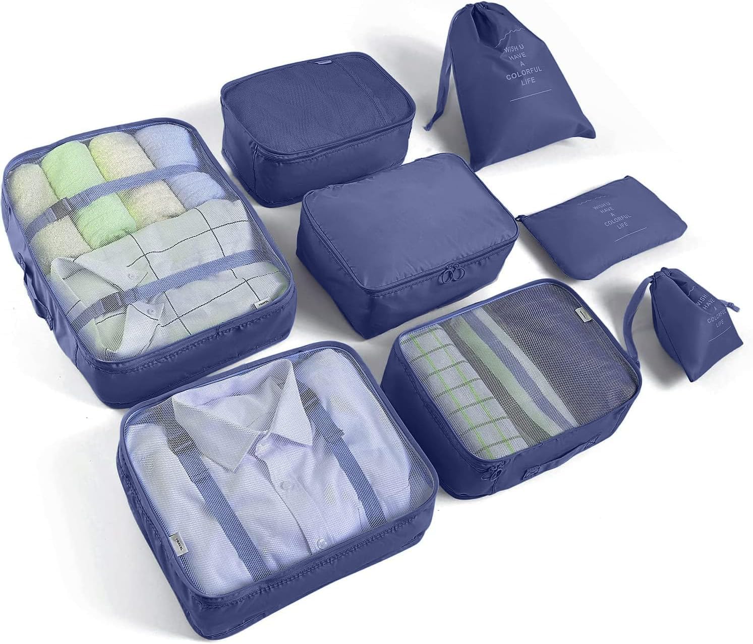 LANSKLBD 8 Set Packing Cubes for Suitcases Travel Luggage Packing Organizers,Travel Accessories Essentials Luggage Organizer with Shoe/Tioletry/Laundry Bag