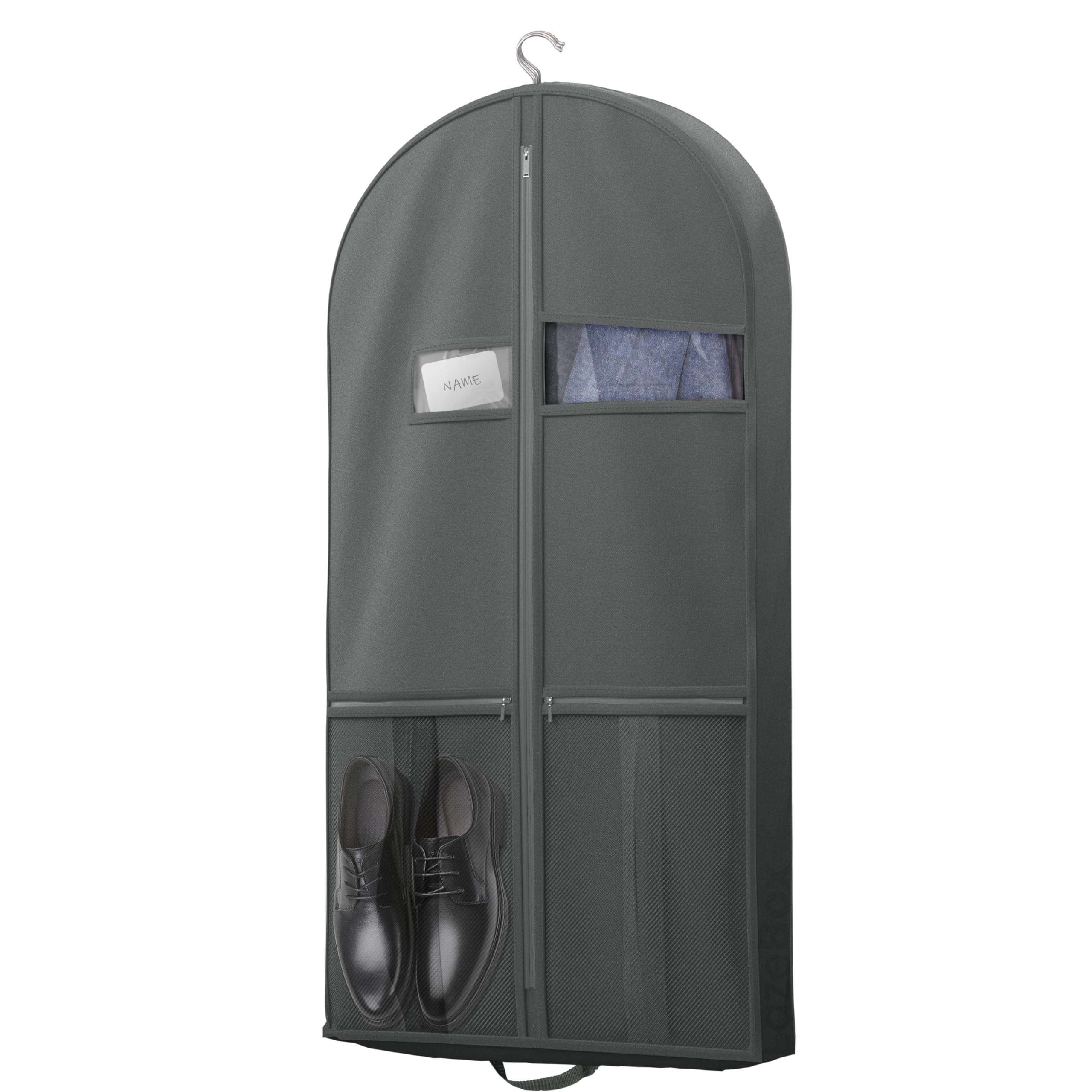 Lazebox 43" Travel Garment Bag with Accessories Zipper Pocket, Heavy Duty Suit Bag for Suits, Tuxedos, Dresses, Coats, Black, 1 pack