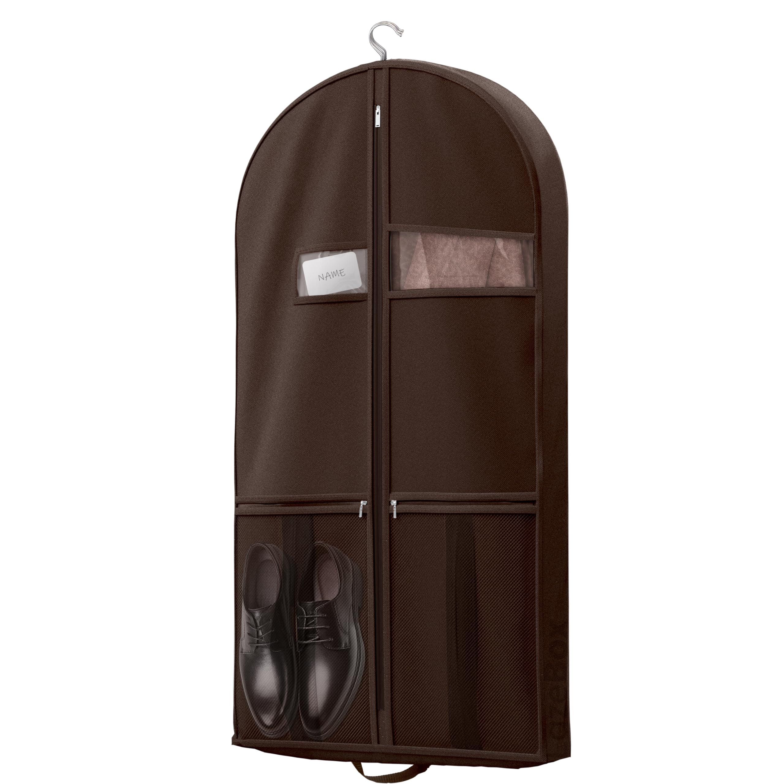Lazebox 43" Travel Garment Bag with Accessories Zipper Pocket, Heavy Duty Suit Bag for Suits, Tuxedos, Dresses, Coats, Black, 1 pack